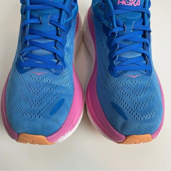 Hoka Bondi 8 Running Shoes Women's Size 10B Blue Pink Sneakers Gym - Picture 4 of 12